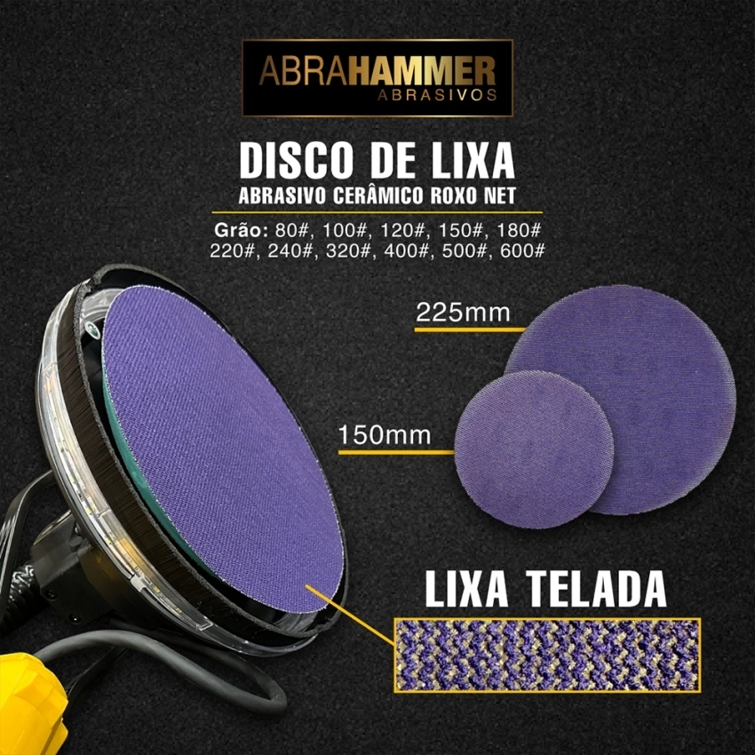 Disco de Lixa Abrasivo Cerâmico Roxo Net AbraHammer